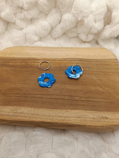 Pampille " Enola " marbré bleu et blanche