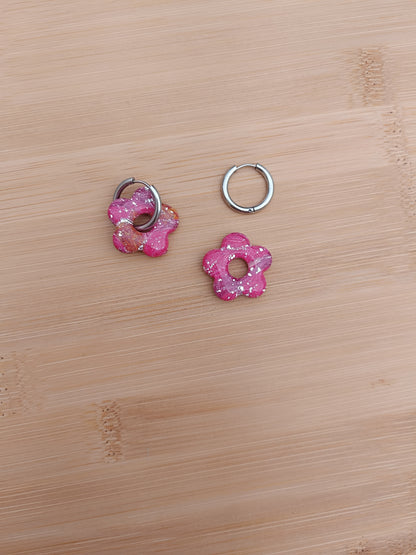 Pampilles " Mya " rose orangé et argenté