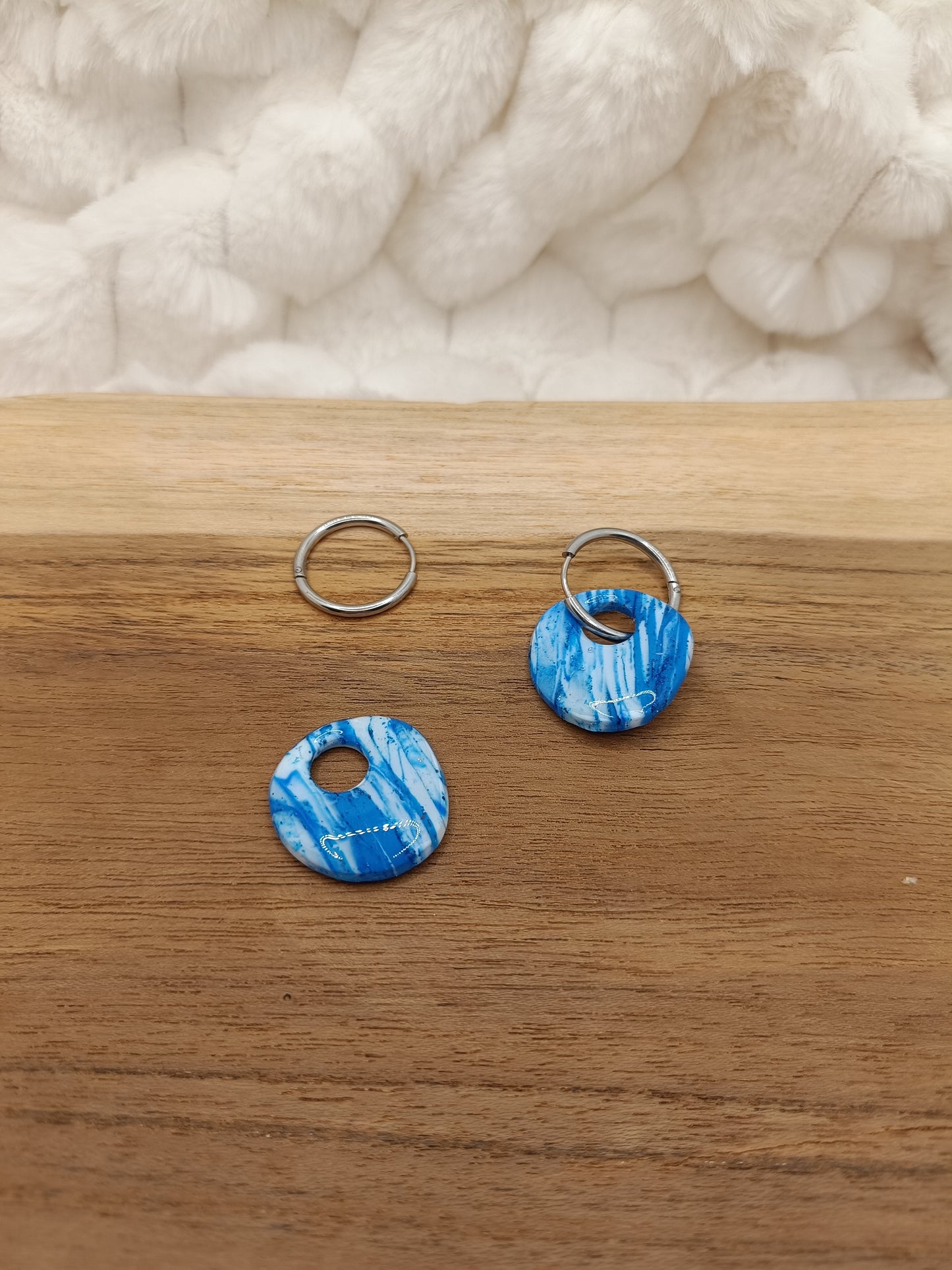 Pampille " malya " marbré bleu et blanc