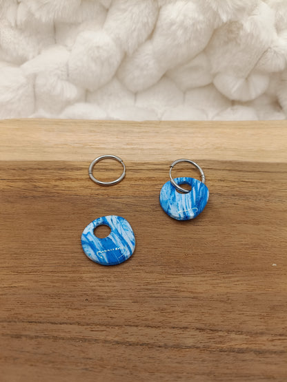 Pampille " malya " marbré bleu et blanc