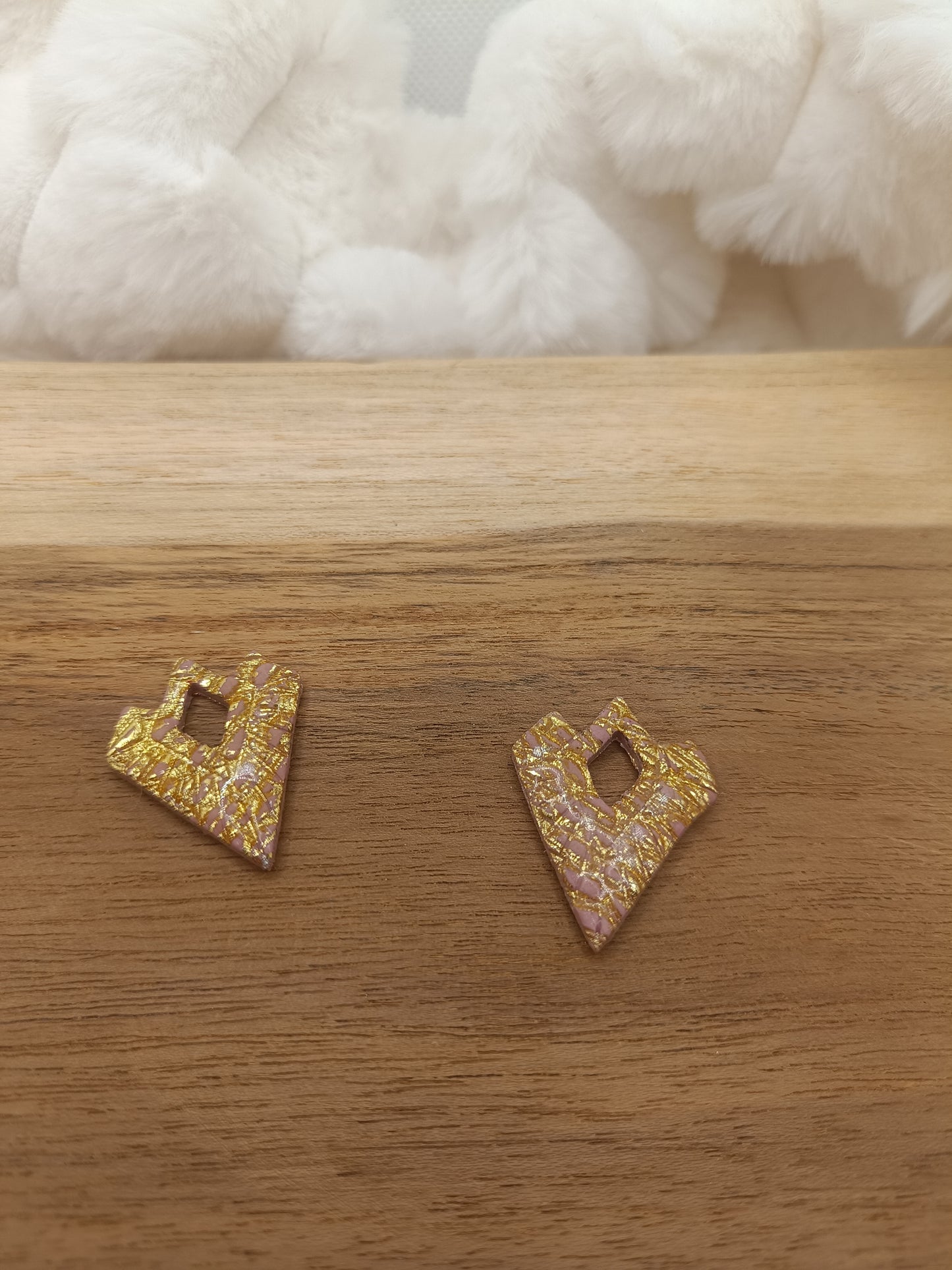 Pampille " aurore " vieux rose et doré