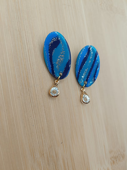 Boucles d'oreilles " Adele " trop bleu et strass