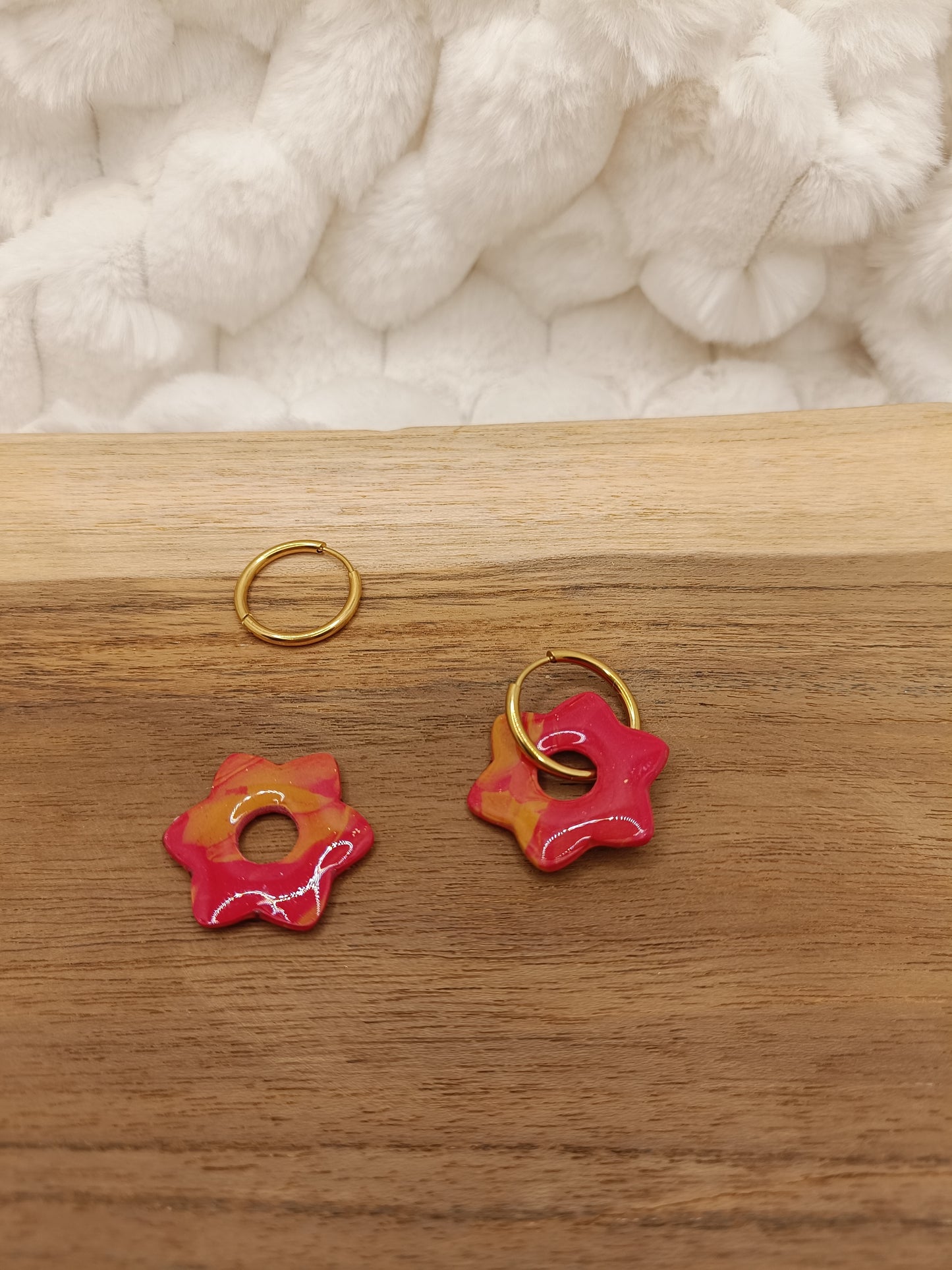 Pampille " alice " marbré rouge et orange