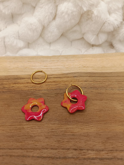 Pampille " alice " marbré rouge et orange