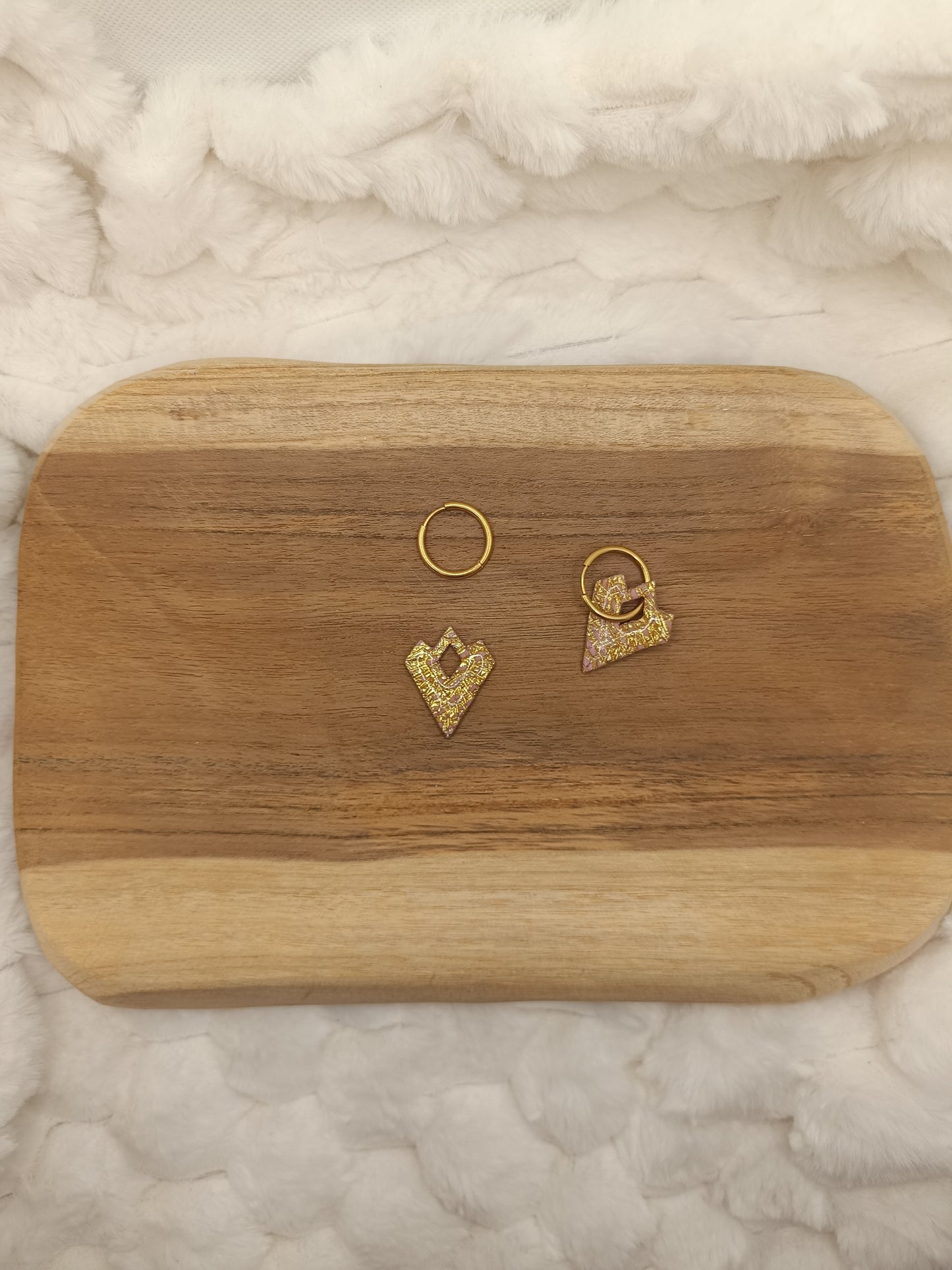 Pampille " aurore " vieux rose et doré