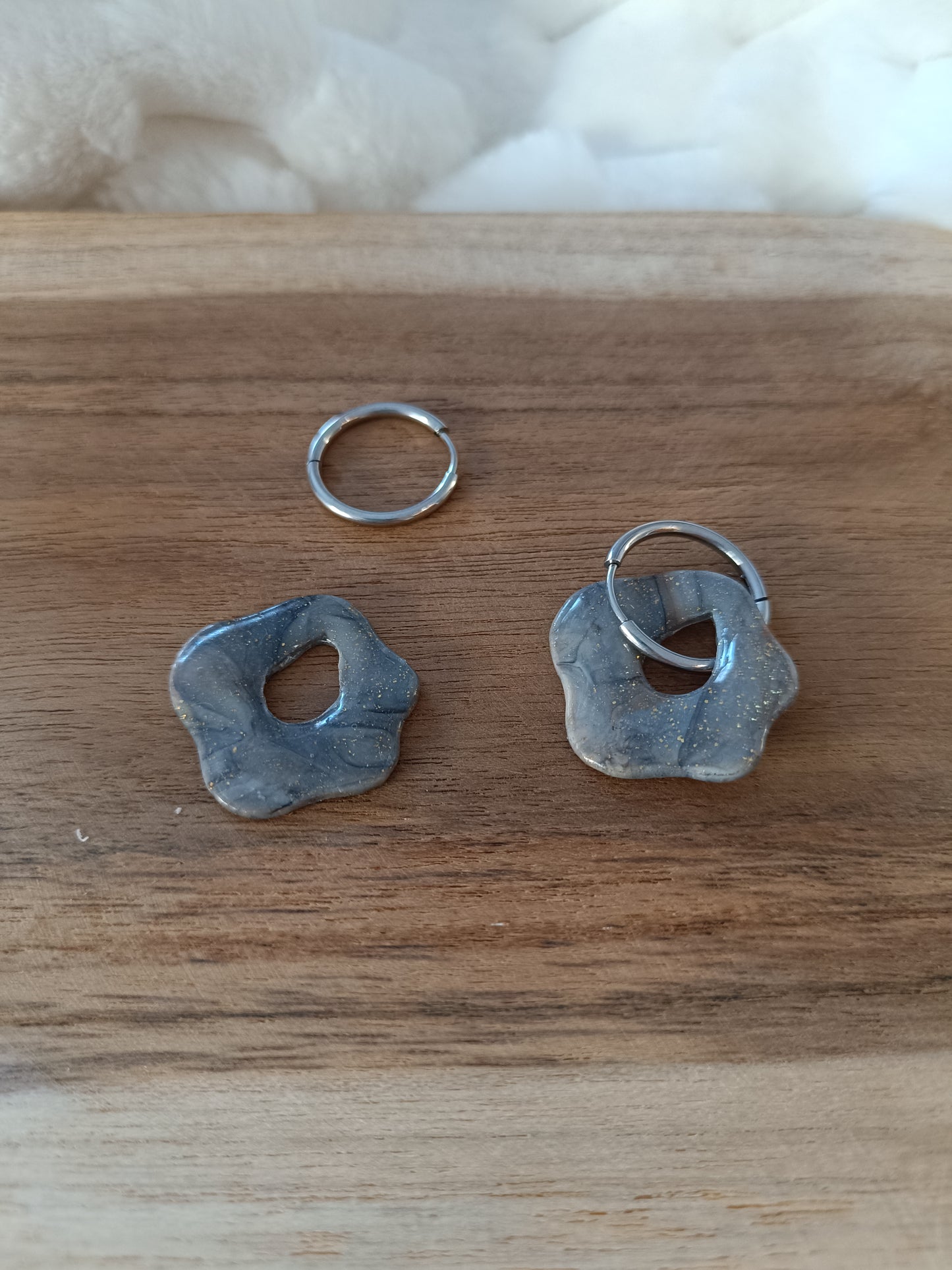 Pampilles " jade " marbré gris