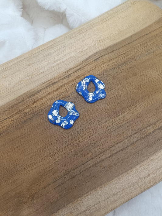 Pampilles " jade " bleu électrique et argenté