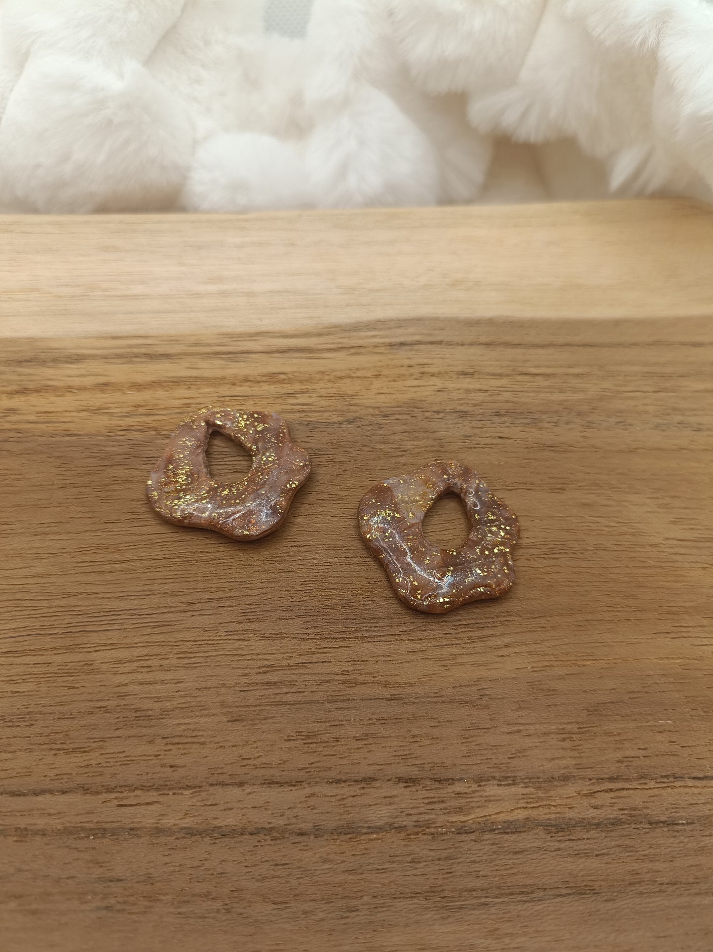 Pampille " jade " cappuccino et doré