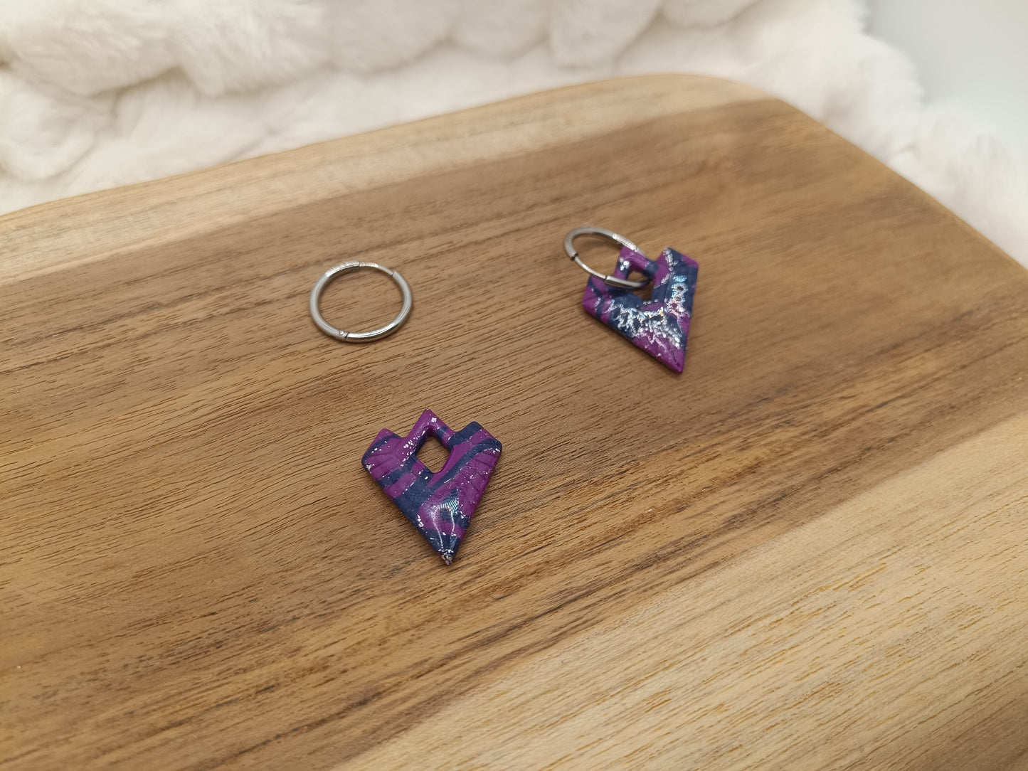 Pampille " aurore " bleu, violette et argenté