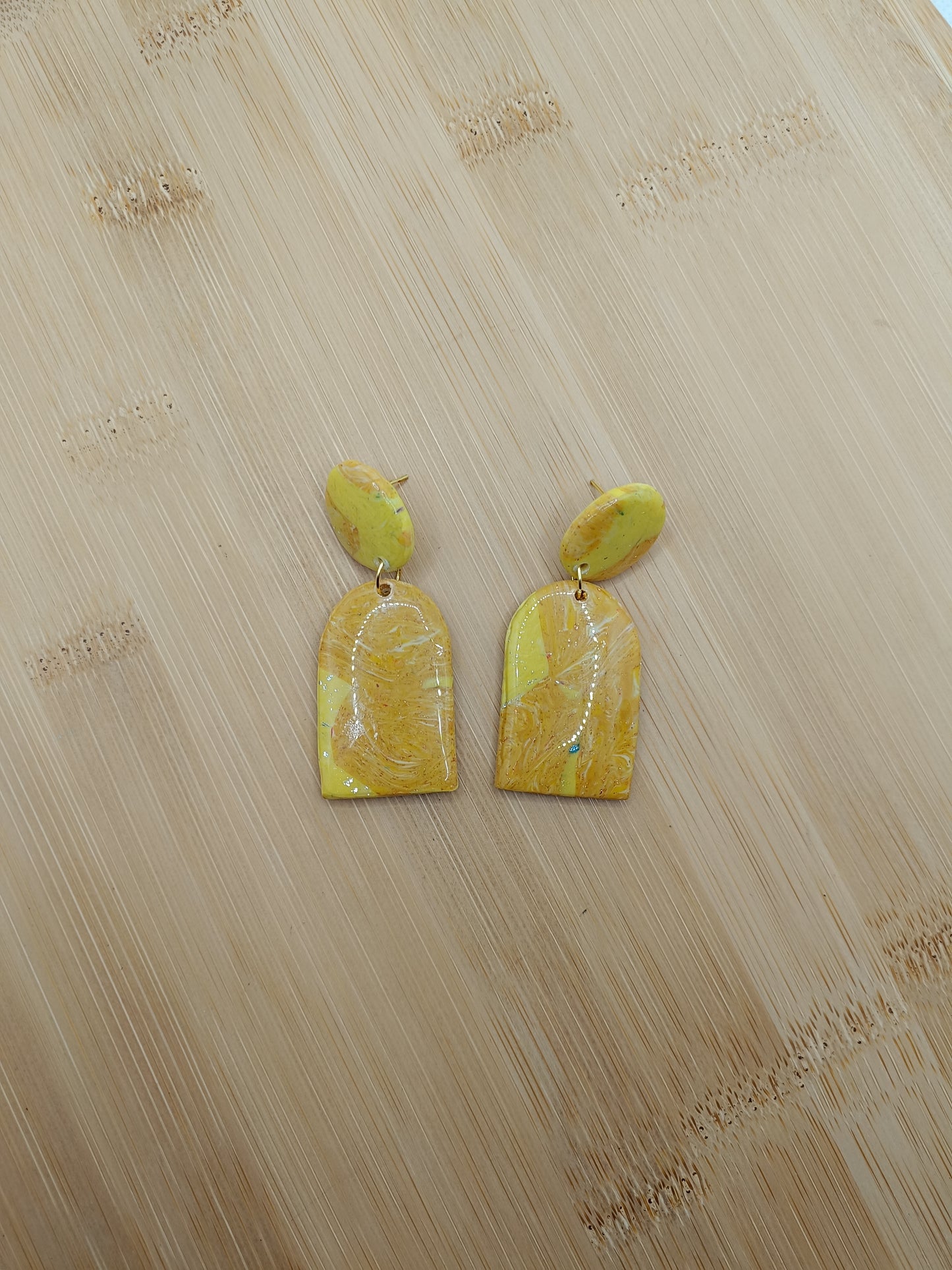 Boucles d'oreilles " Alba " jaune marbré