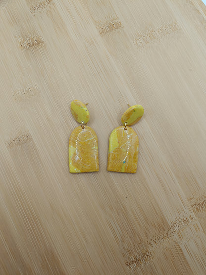 Boucles d'oreilles " Alba " jaune marbré
