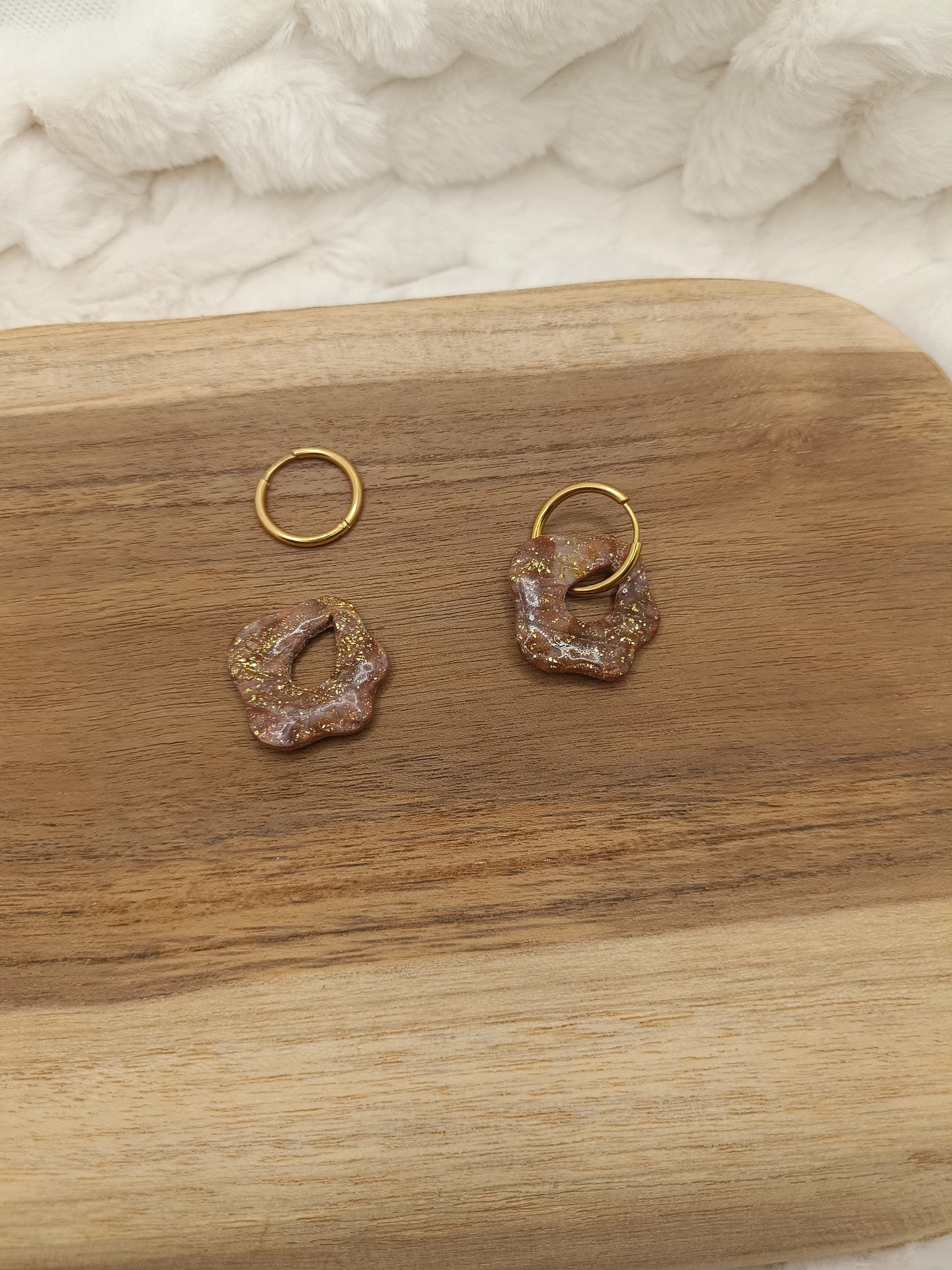 Pampille " jade " cappuccino et doré