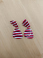 Boucles d'oreilles " Eléonore " rayé bordeaux/rouge et blanche