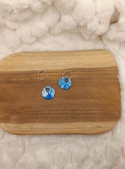 Pampille " nelya " marbré blanc et bleu