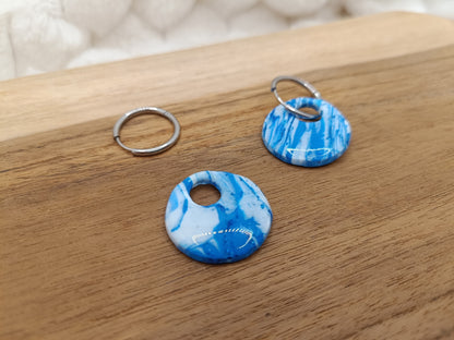 Pampille " nelya " marbré blanc et bleu