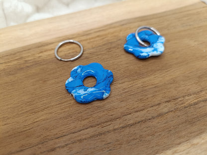 Pampille " Enola " marbré bleu et blanche