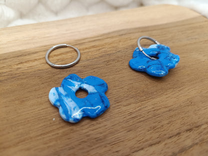 Pampille " Romy " marbré bleu et blanc