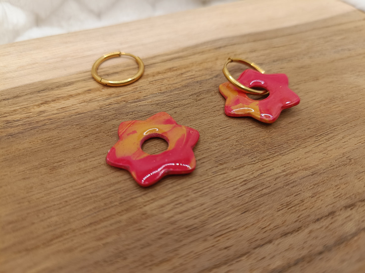 Pampille " alice " marbré rouge et orange