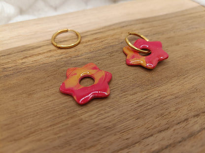 Pampille " alice " marbré rouge et orange