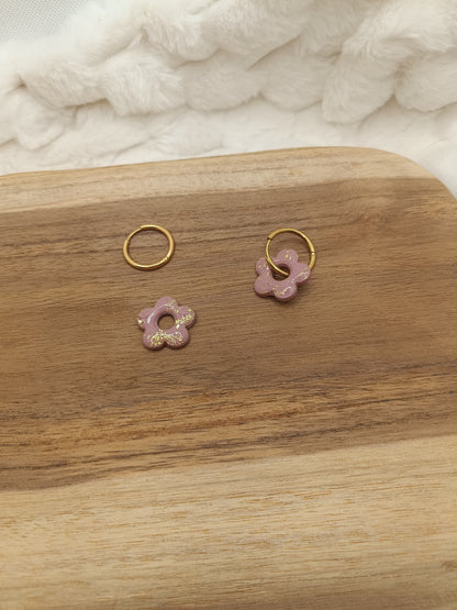 Pampille " mini mya " vieux rose et doré