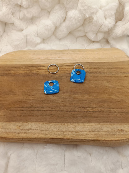 Pampille " rose" marbré bleu et blanc