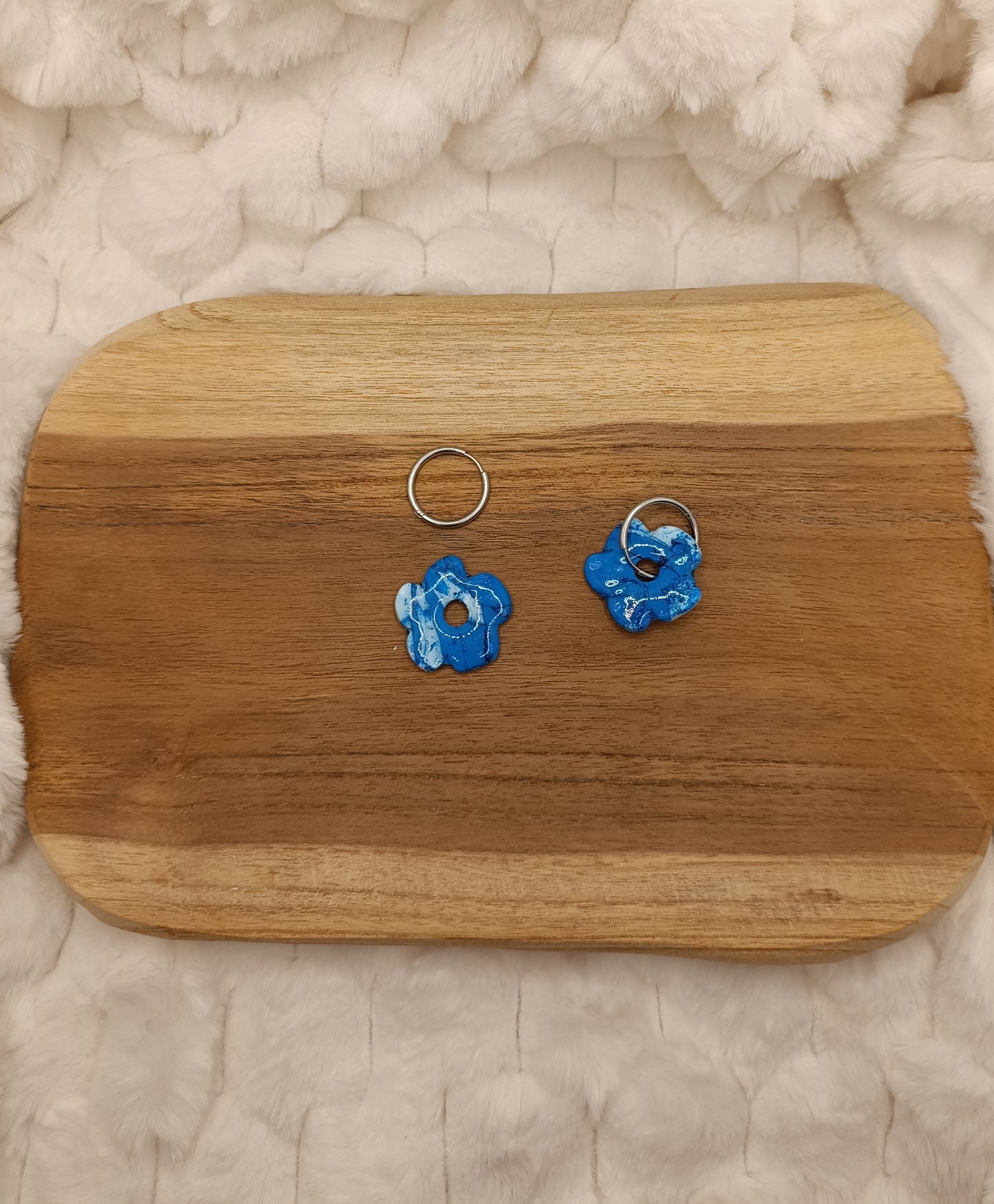 Pampille " Romy " marbré bleu et blanc