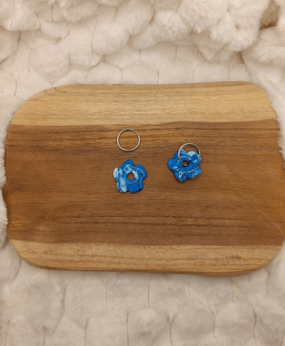 Pampille " Romy " marbré bleu et blanc