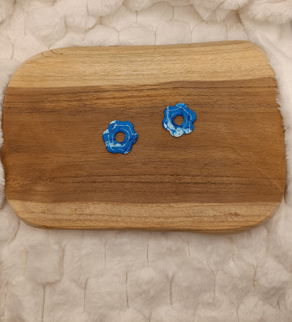 Pampille " Enola " marbré bleu et blanche