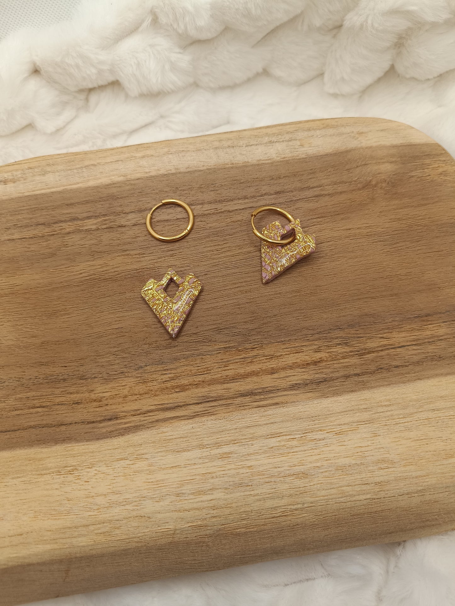 Pampille " aurore " vieux rose et doré