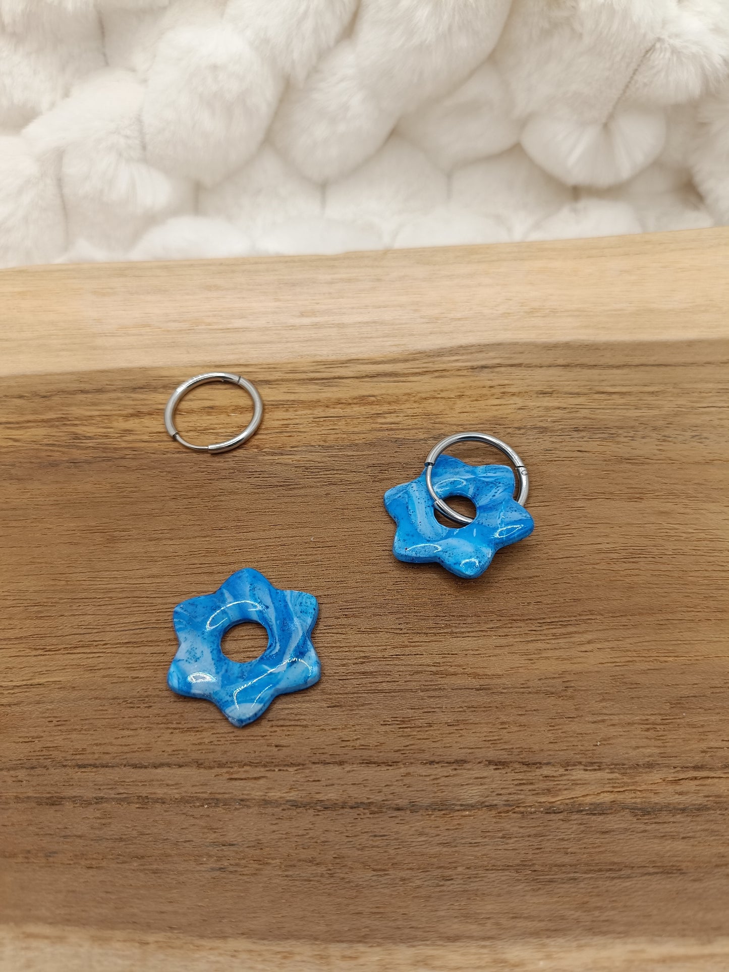 Pampilles " alice " marbré bleu et blanc