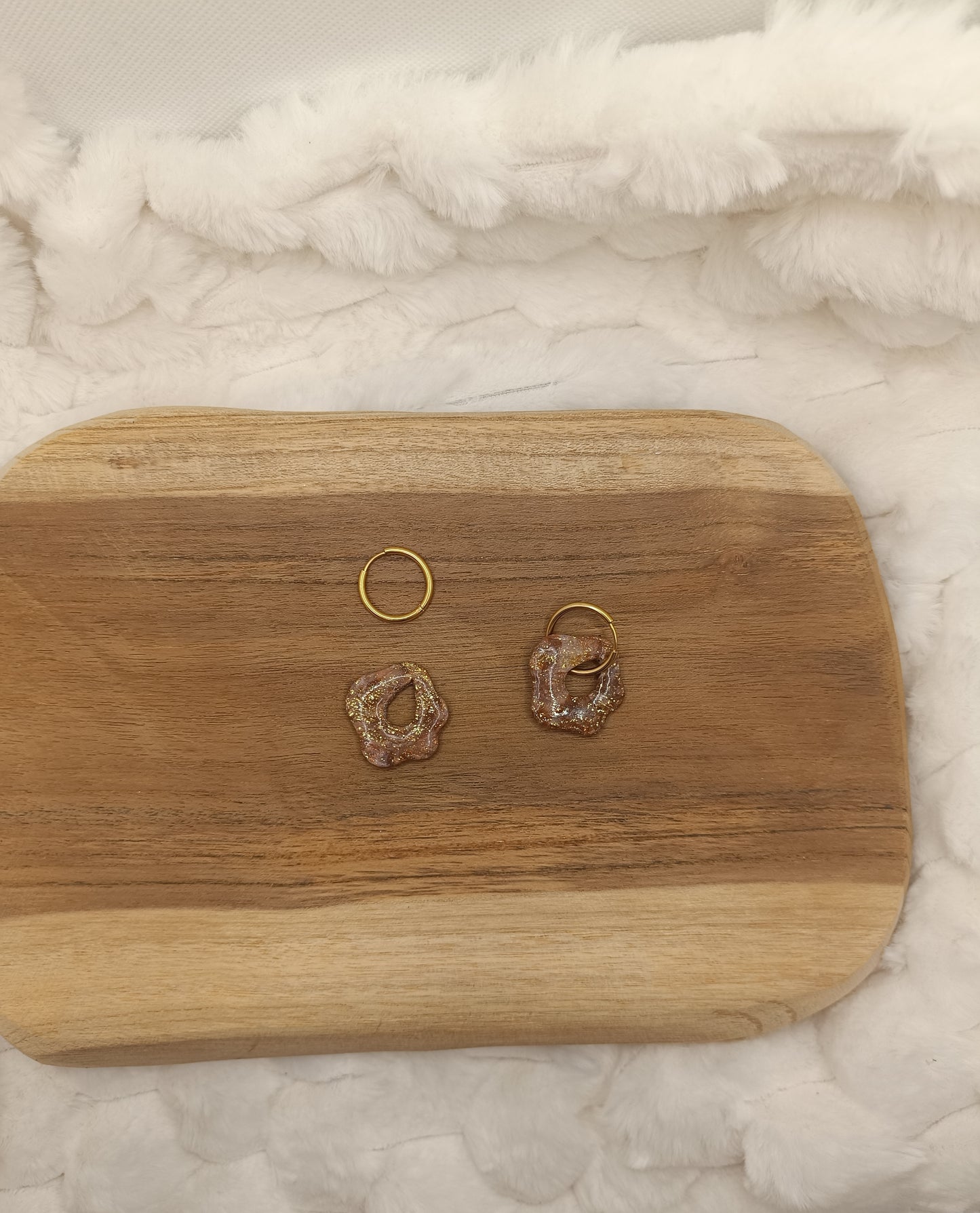 Pampille " jade " cappuccino et doré