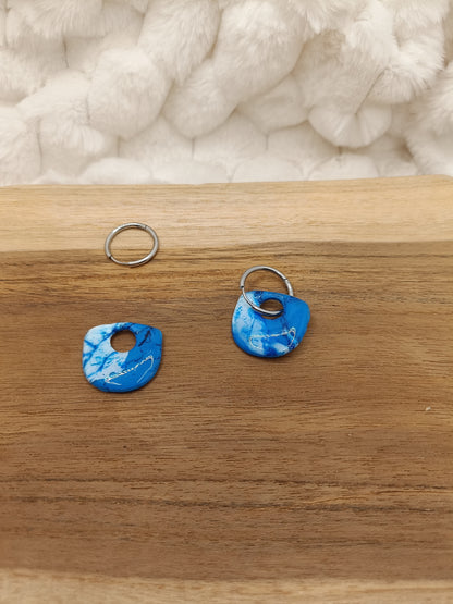 Pampille " alma " marbré bleu et blanc