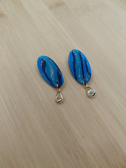 Boucles d'oreilles " Adele " trop bleu et strass