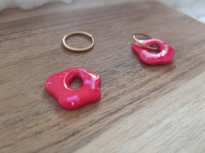 Pampille " jade " rouge motif fushia