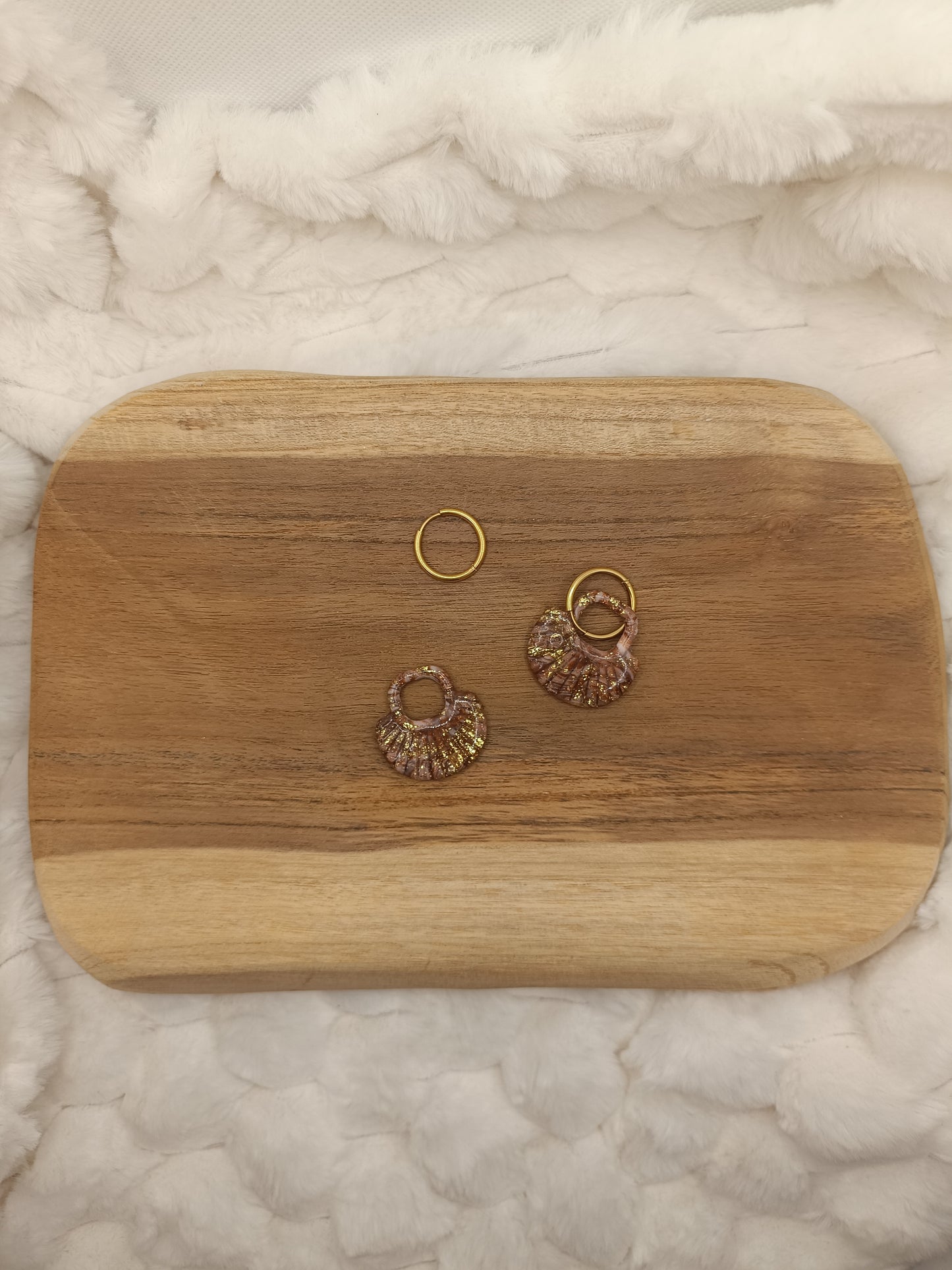 Pampille " jasmine" cappuccino et doré