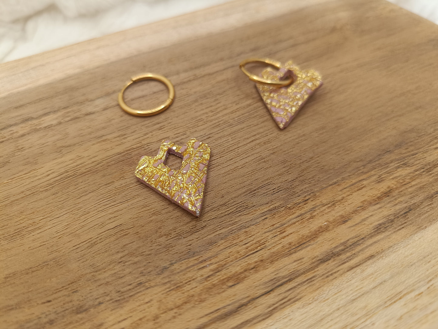 Pampille " aurore " vieux rose et doré