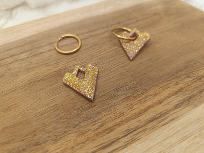 Pampille " aurore " vieux rose et doré