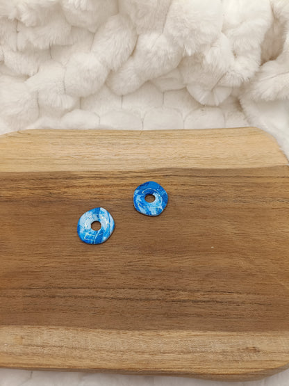 Pampille " iris " marbré bleu et blanc