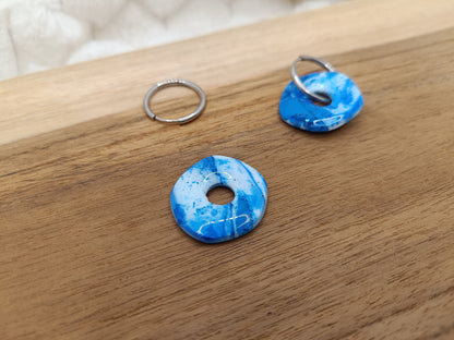 Pampille " iris " marbré bleu et blanc