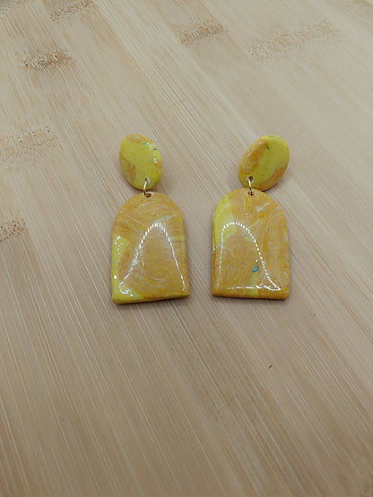 Boucles d'oreilles " Alba " jaune marbré