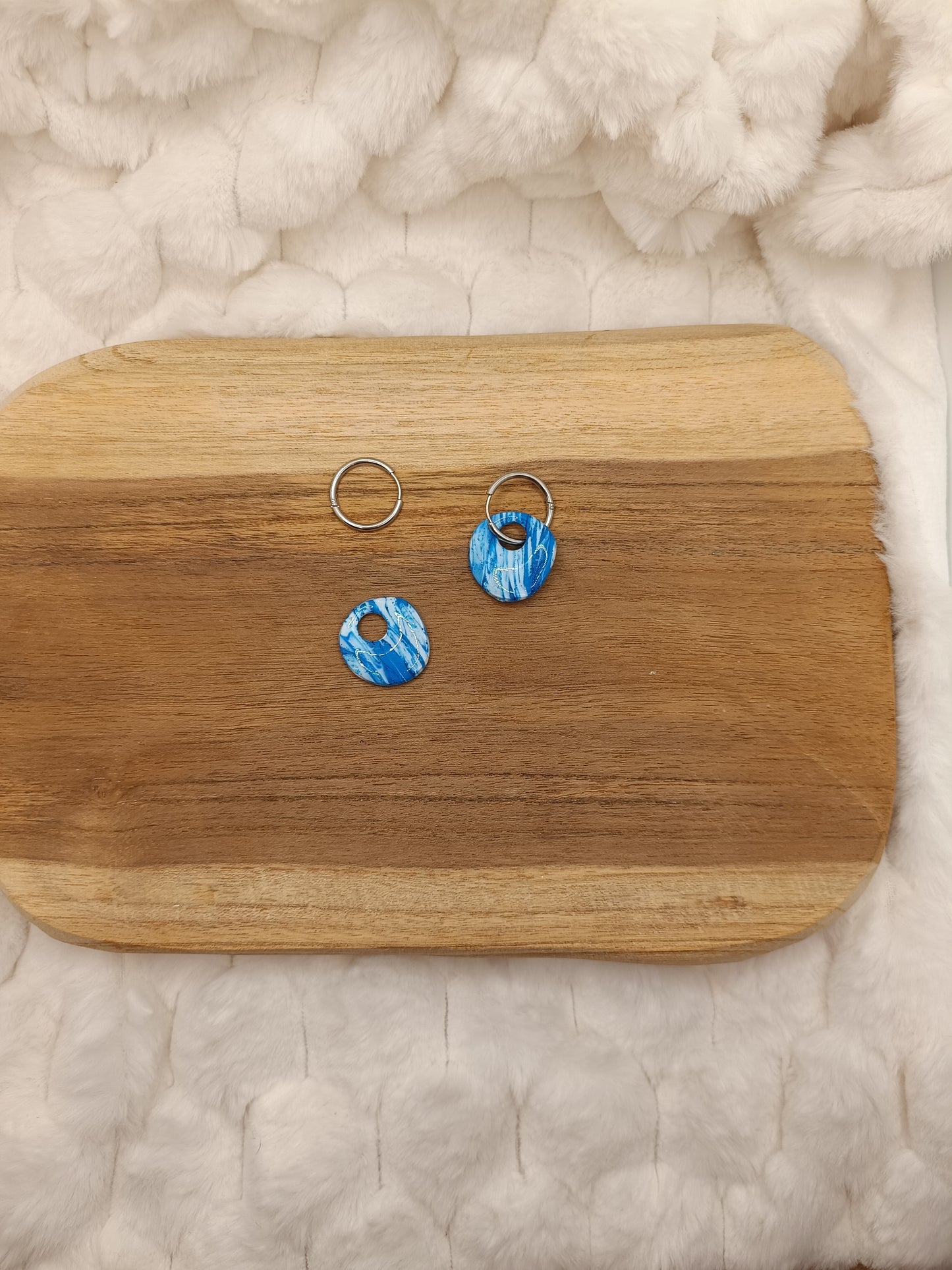 Pampille " malya " marbré bleu et blanc