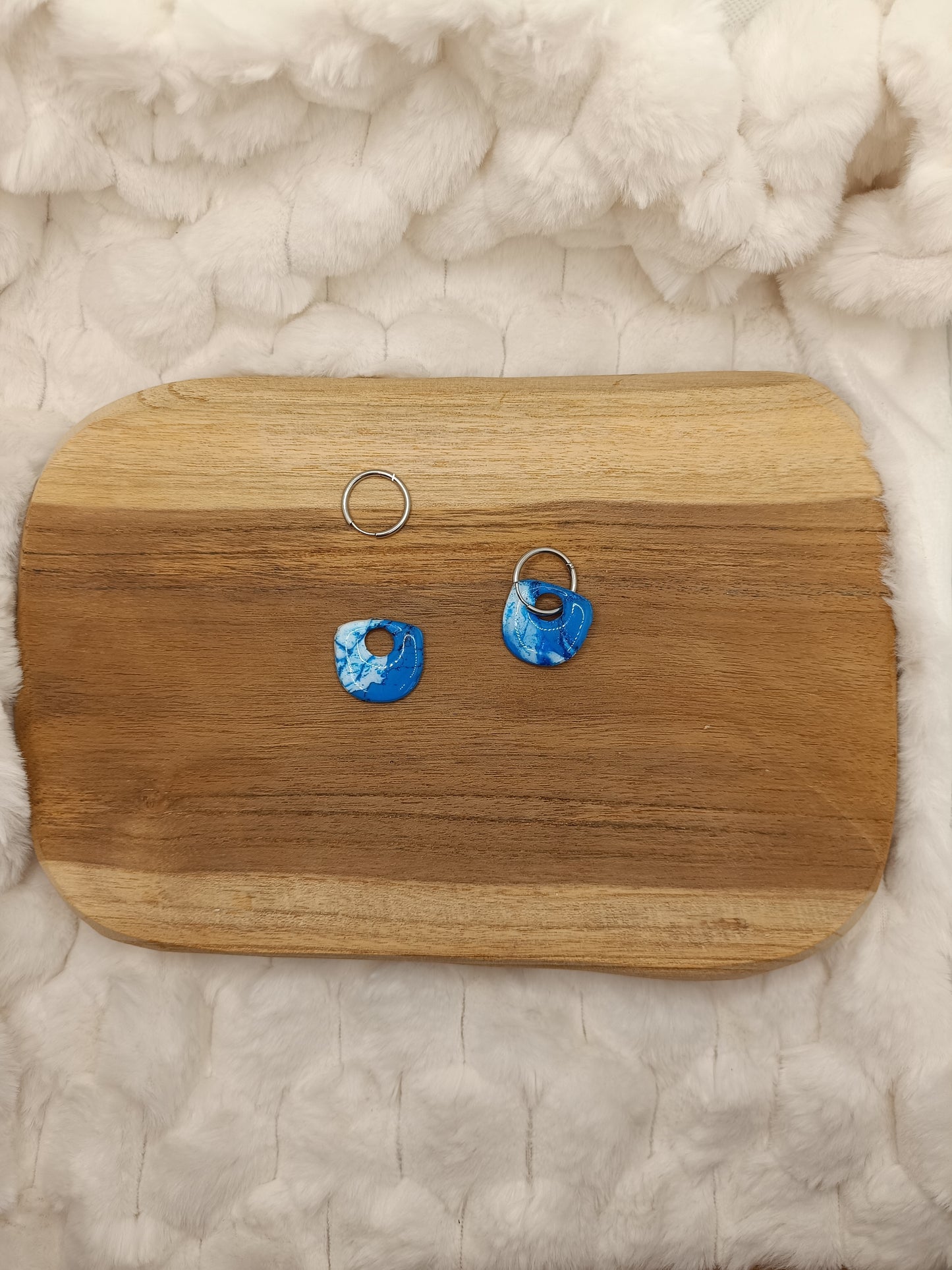 Pampille " alma " marbré bleu et blanc