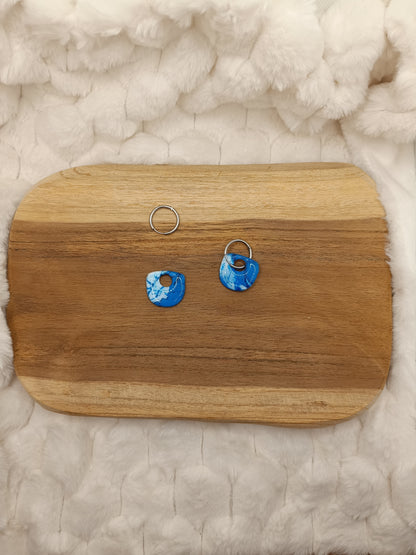 Pampille " alma " marbré bleu et blanc