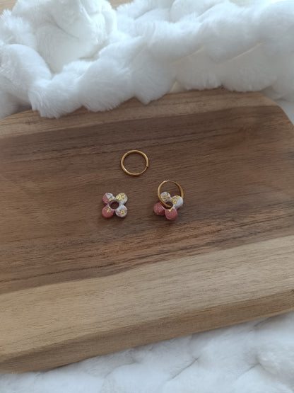 Pampille " flora " terracotta et blanche