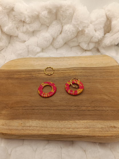 pampille " Cécile " marbré rouge et orange