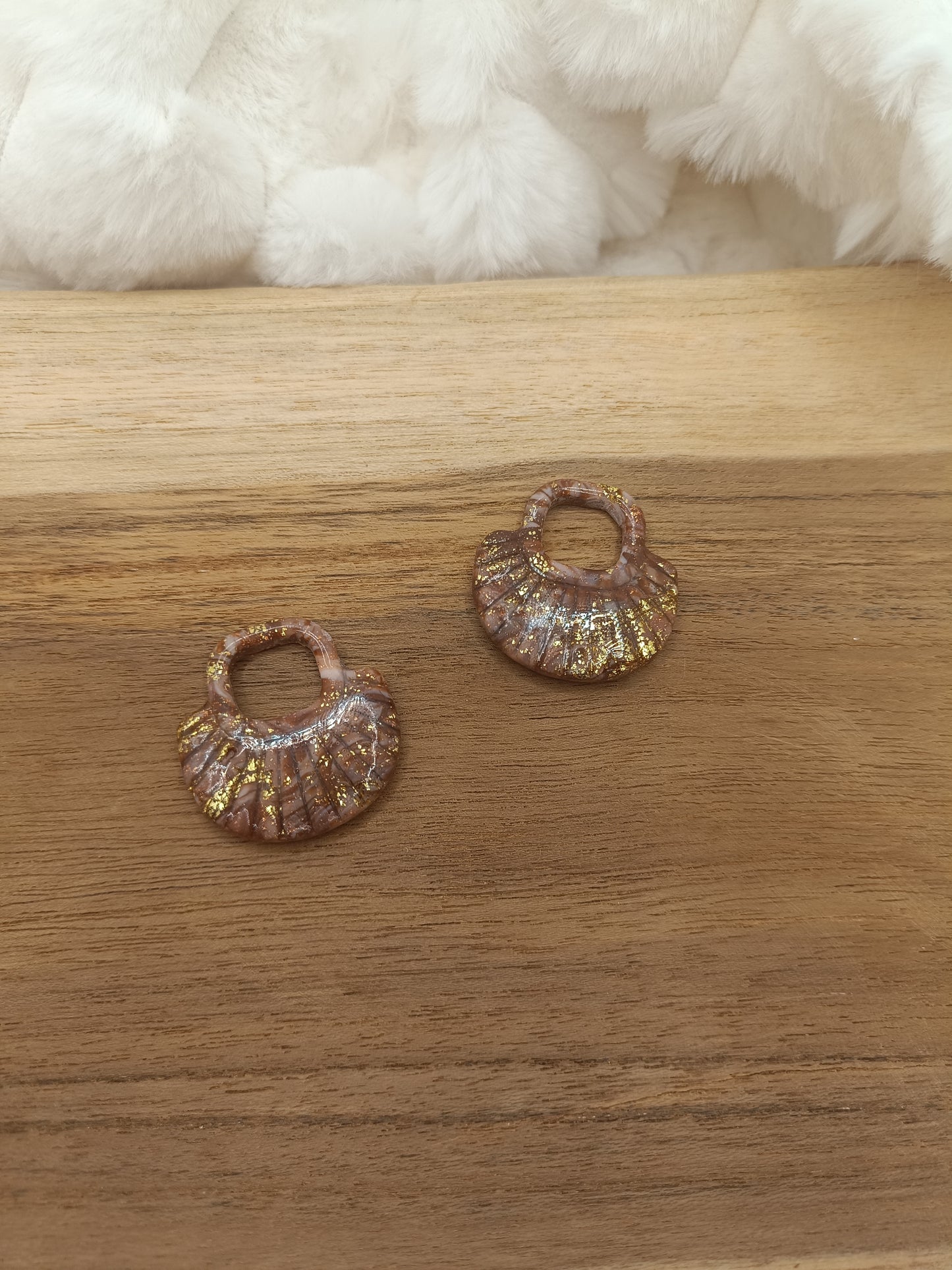 Pampille " jasmine" cappuccino et doré