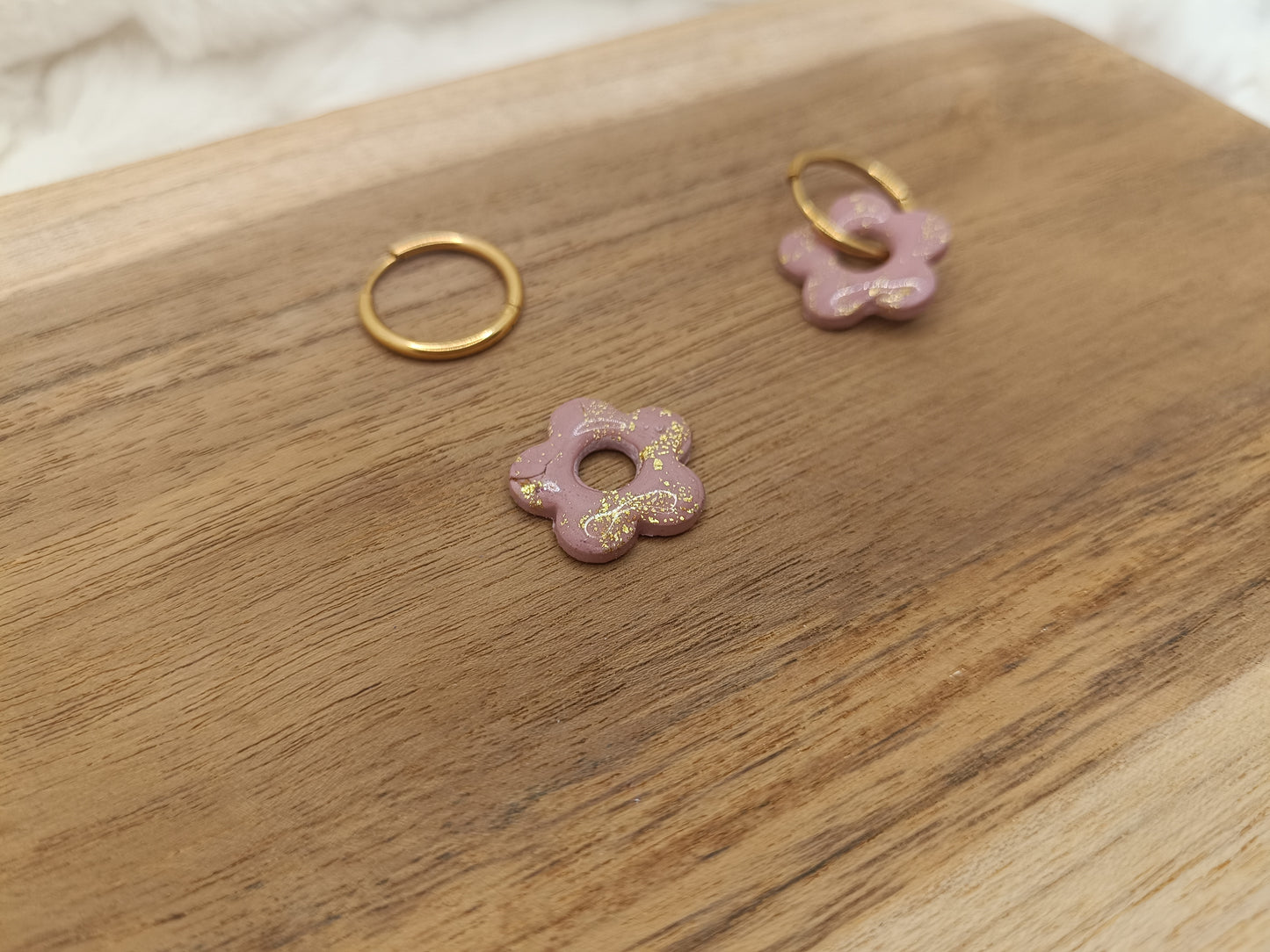 Pampille " mini mya " vieux rose et doré