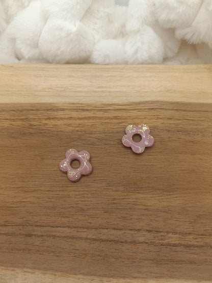 Pampille " mini mya " vieux rose et doré