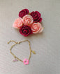 Bracelet chaîne dorée & fleur rose marbrée