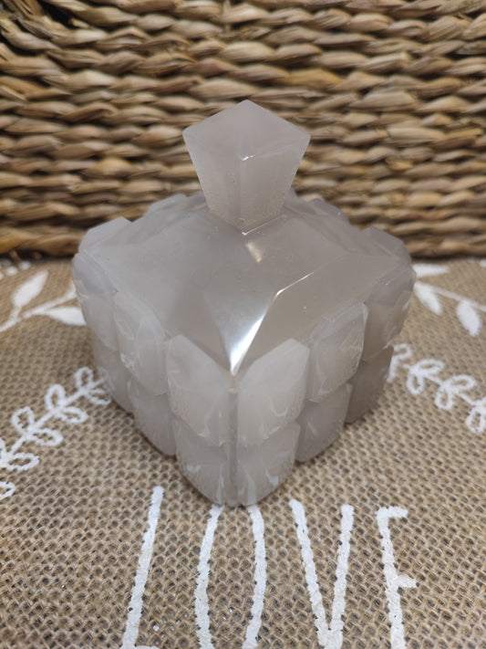 boite à bijoux diamant blanche et grise